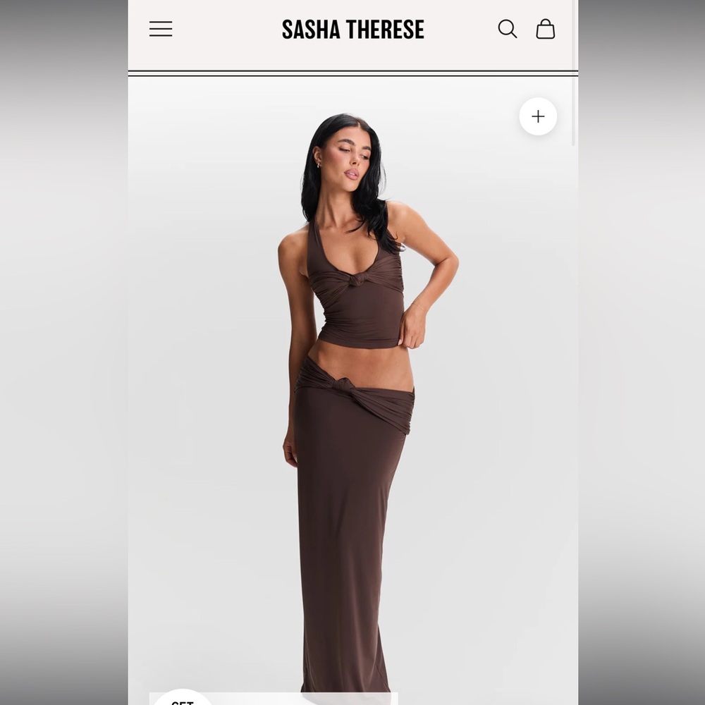 Brown Halter Top and Maxi Skirt Set - Sasha Therese